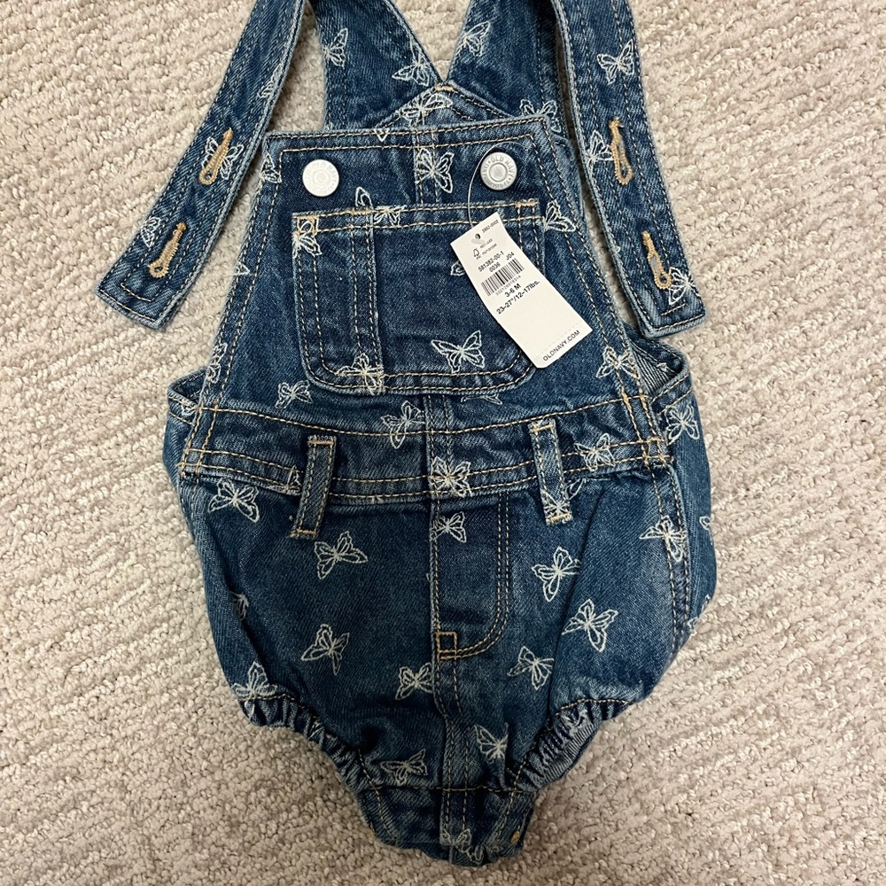 Denim butterfly romper baby girl